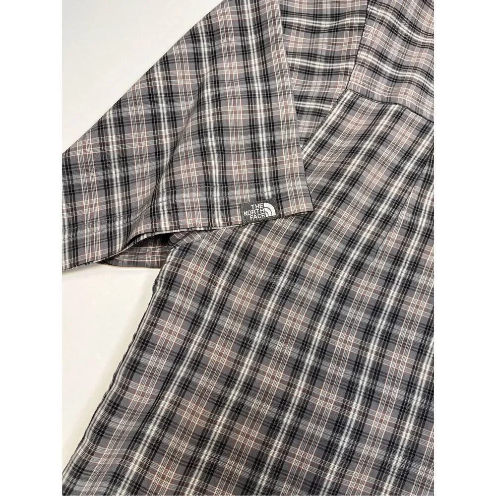 North Face Vintage Men's Modal Front Hidden Zip Pocket Plaid Button Down Size XL